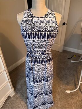 J. McLaughlin Navy & White Sleeveless Maxi Dress